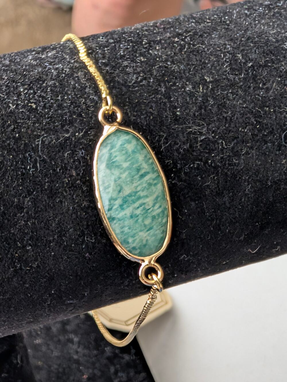 NWT Eye Candy Moon Eye Opal, Amazonite Gold Tone Adjustable Bracelet